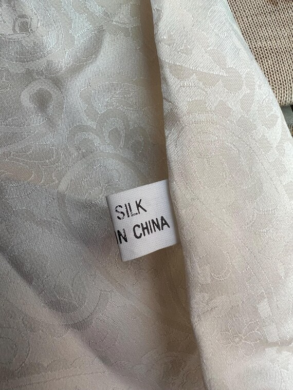 White Rectangular Silk Scarf - image 9