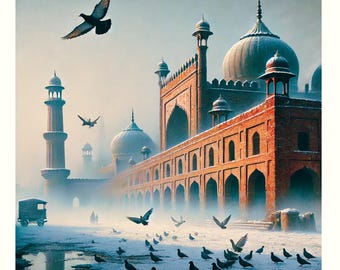 Badshahi Masjid Winter Print: Lahore Pakistan Art (Digital Download)