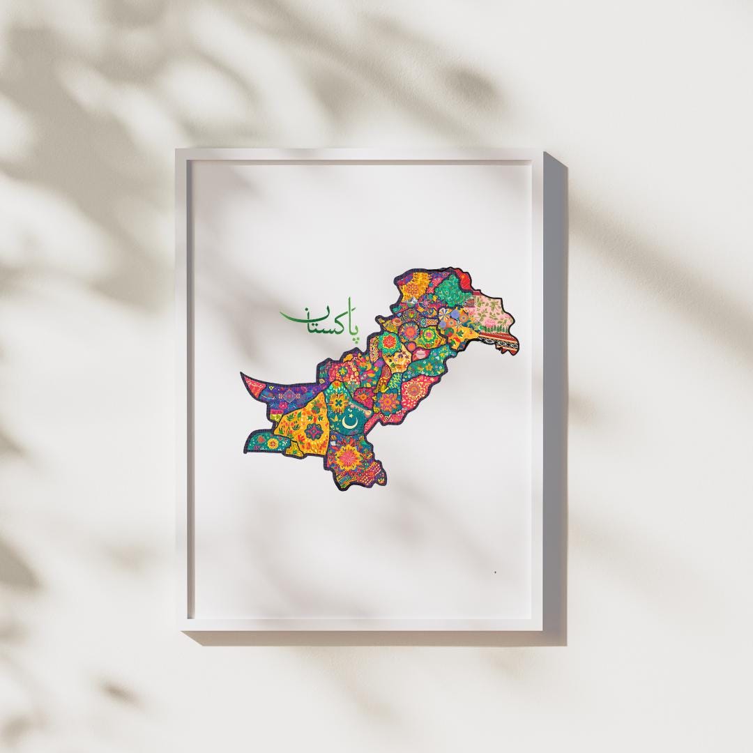 Vibrant Pakistan Map Poster - Azad & Jammu Kashmir With Truck Art ...