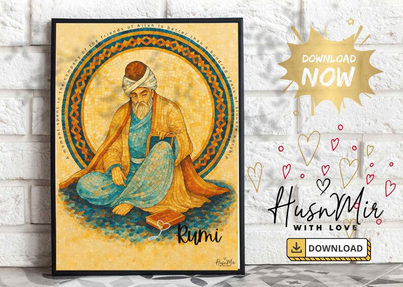 Graphis Rumi Rumi Mosaic Art Print: Islamic Calligraphy, Sufi Poet (digital Download ...