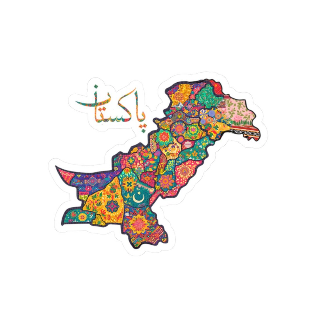 Pakistan Map Sticker: Vibrant Colors, Laptop Decal, Cultural Pride - Etsy