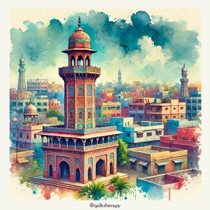 Adesivos de carta de amor de Lahore com corte de beijo, impressão de arte paquistanesa, presente de decoração cultural, adesivo de herança arquitetônica, decalque de estruturas de topo de cúpula,