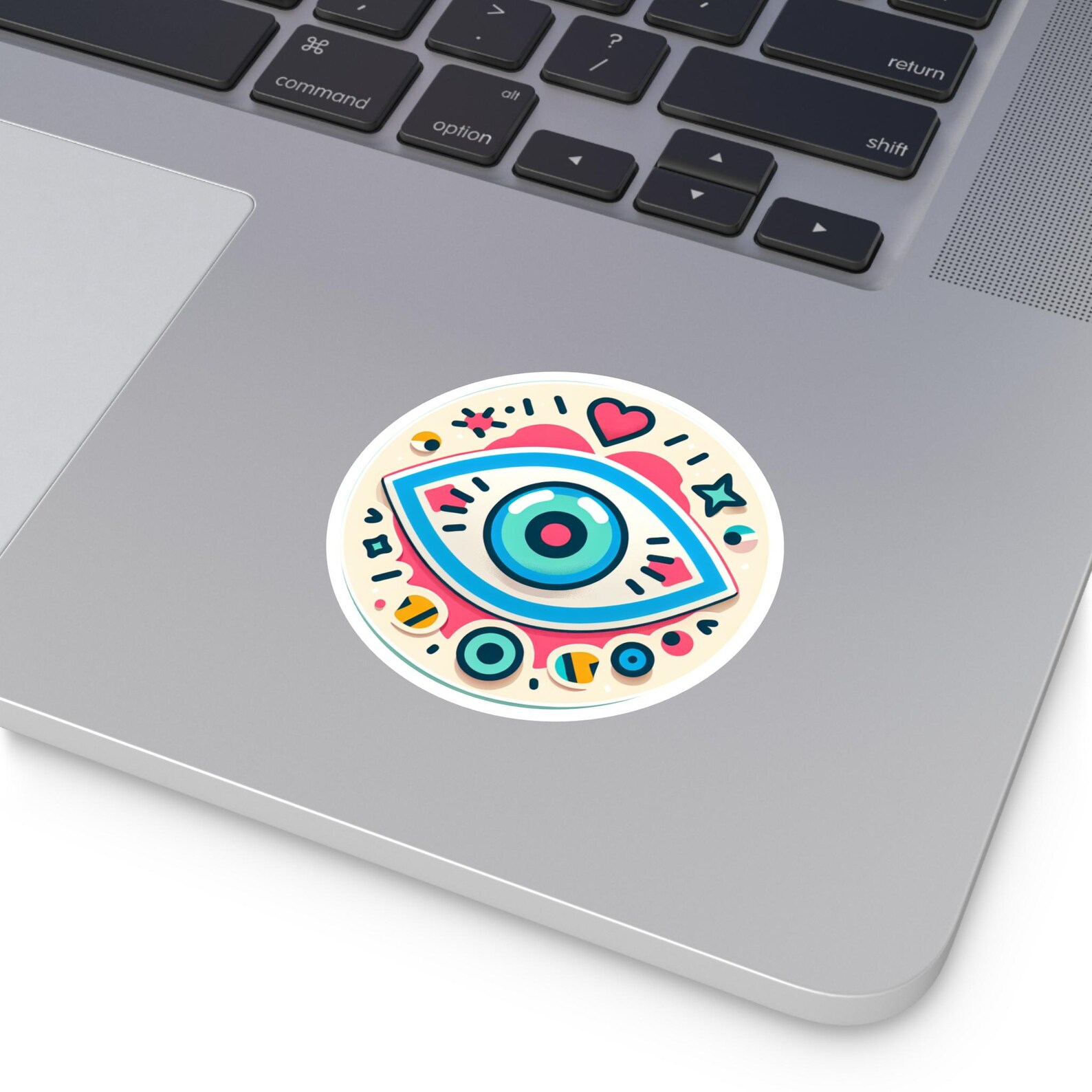 Evil Eye Round Sticker, Artistic Decor, Eye-catching Decals, Unique Art ...