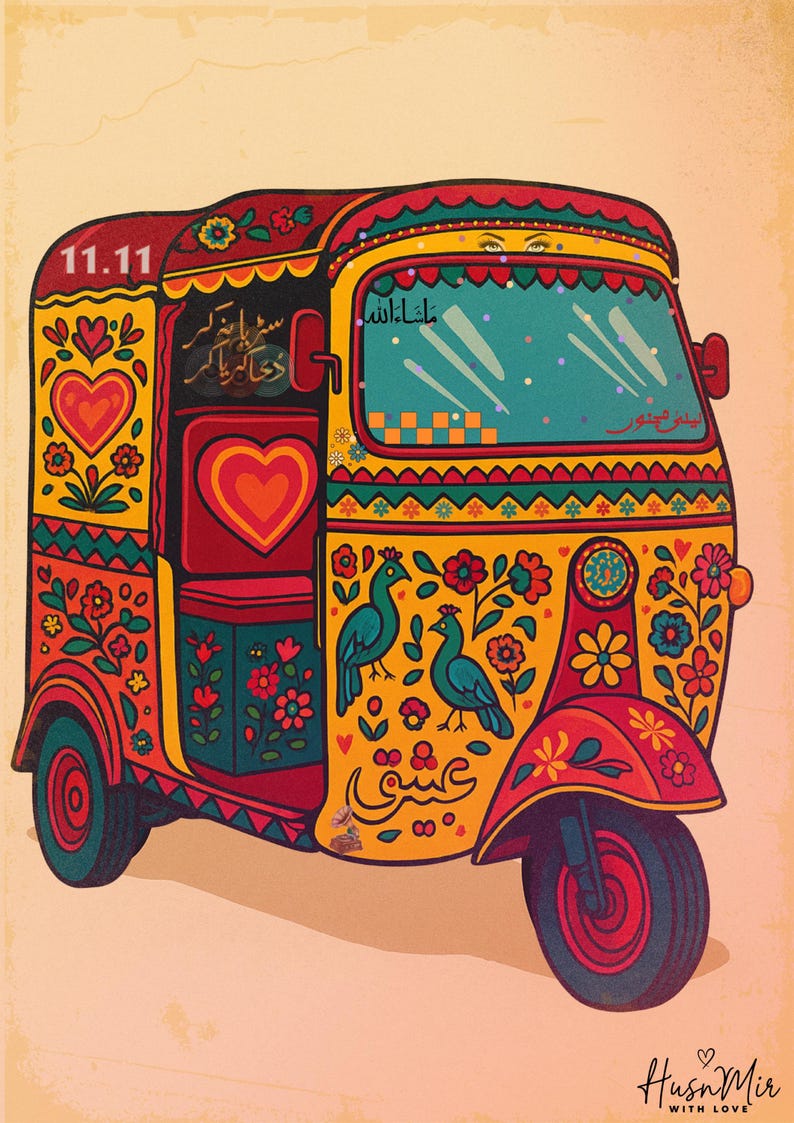 Pakistani Rickshaw Truck Art Print: Retro Y2K Desi Decor (digital ...
