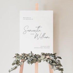 Modern Wedding Welcome Sign Template, Minimalist Welcome Sign, Editable Wedding Signage, INSTANT DOWNLOAD, Canva Template, #SAM1