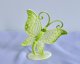 Vintage Butterfly Moth Earring Holder , 70s Bright Green Jewellery Display
