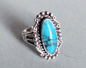 vintage Sterling et Turquoise Ring Amérindien