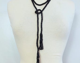 Vintage 1920s Iridescent Glass Bead Flapper Necklace