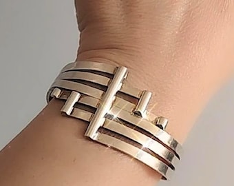 Vintage 50s Sterling Modernist Cuff Bracelet