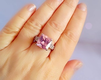 Vintage Pink Ring Sparkling Pink Cocktail Ring 7.5