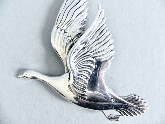 Vintage Coro Sterling Bird Brooch , Huge 40s Stem… - image 3