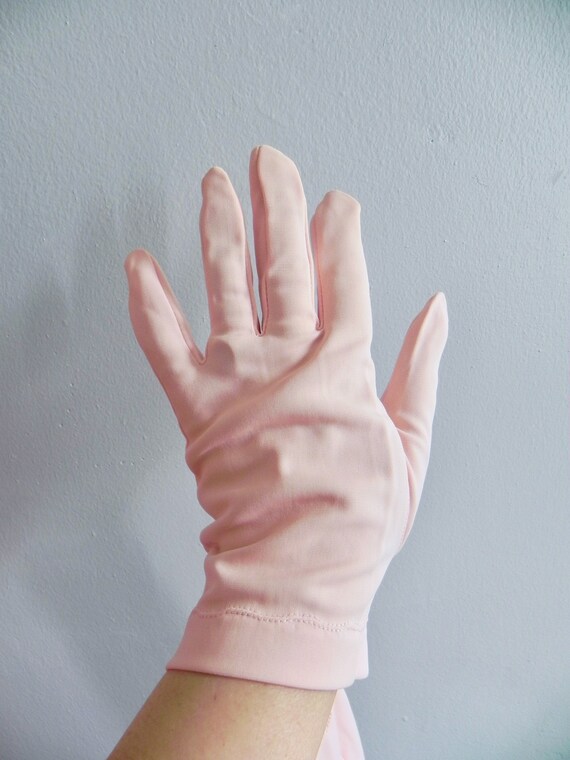 Vintage 50s Pink Gloves, Dead Stock Wrist Length … - image 7