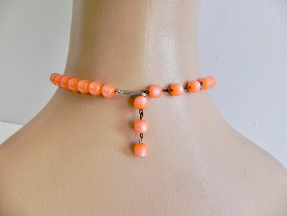 Vintage 50s Orange Bead Necklace  Moon Glow - image 4