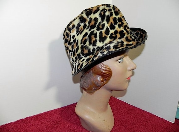 Vintage 1960s Leopard Hat - Cool 60s Faux Leopard