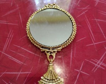 Vintage Mid Century Hand Mirror , Hollywood Regency