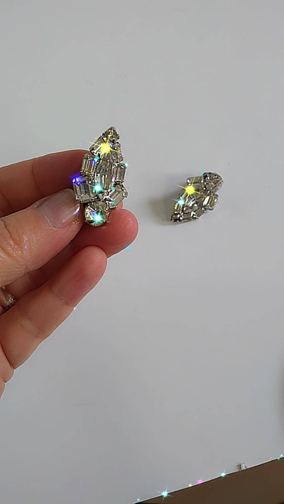 Vintage WEISS Diamonte Earrings Big Sparkling Sto… - image 7