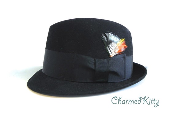 Vintage Men's Hat 60s Stetson Black Pork Pie Hat ,