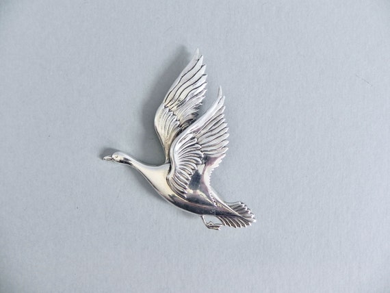 Vintage Coro Sterling Bird Brooch , Huge 40s Stem… - image 4