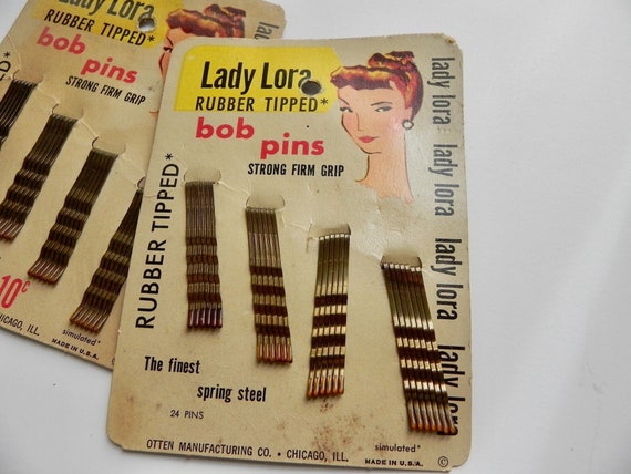 Vintage 50s Bobbie Pins - Lady Lora Hair Bob Pins… - image 1