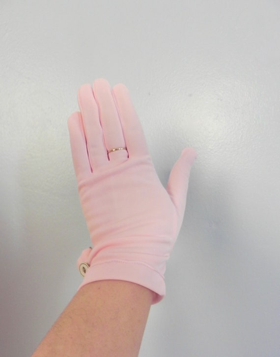 Vintage 50s Pink Gloves, Dead Stock Wrist Length … - image 1