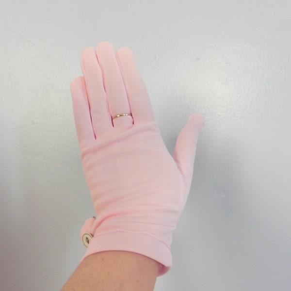 Vintage 50s Pink Gloves, Dead Stock Wrist Length Gloves with Cuff Rare Larger Size or for Long Fingernails