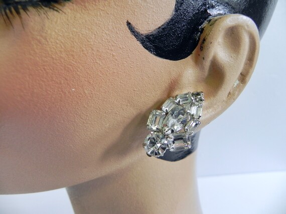 Vintage WEISS Diamonte Earrings Big Sparkling Sto… - image 5