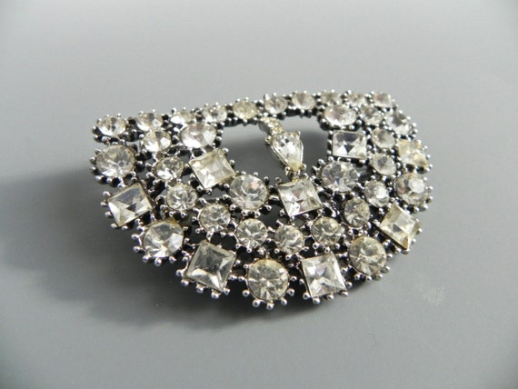 Vintage Art Deco Brooch Gorgeous 30s Large Rhines… - image 3