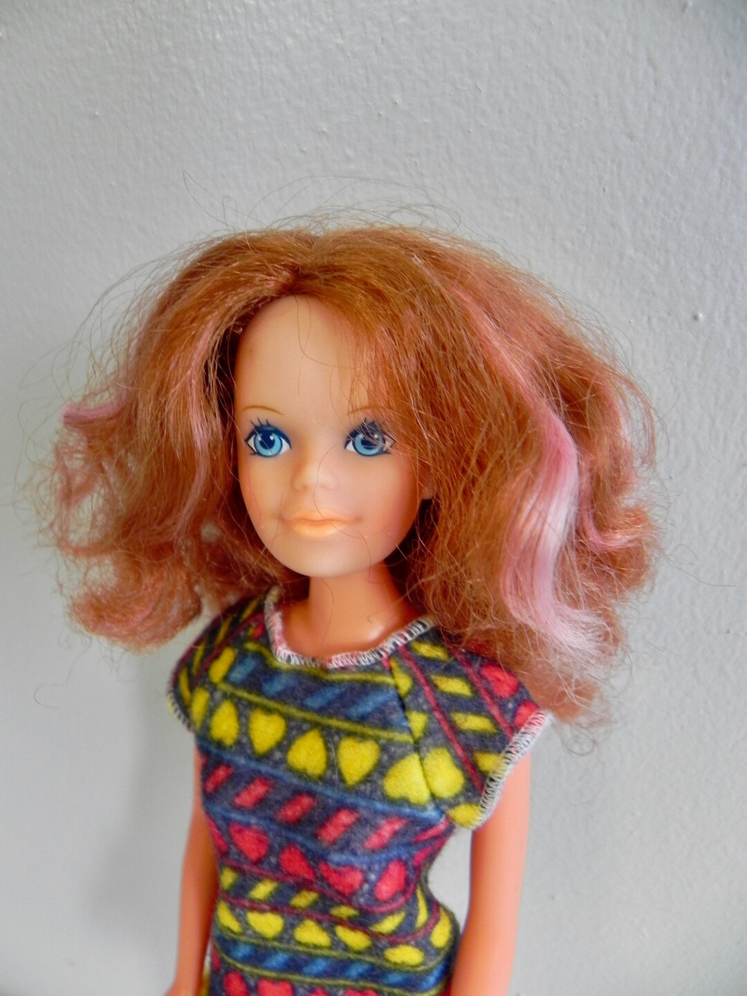Vintage 80s Doll Red Hair With Pink Streaks Creata Etsy