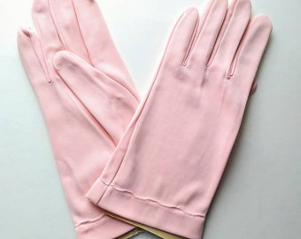 Vintage 50s Pink Gloves, Dead Stock Wrist Length Gloves with Cuff Rare Larger Size or for Long Fingernails