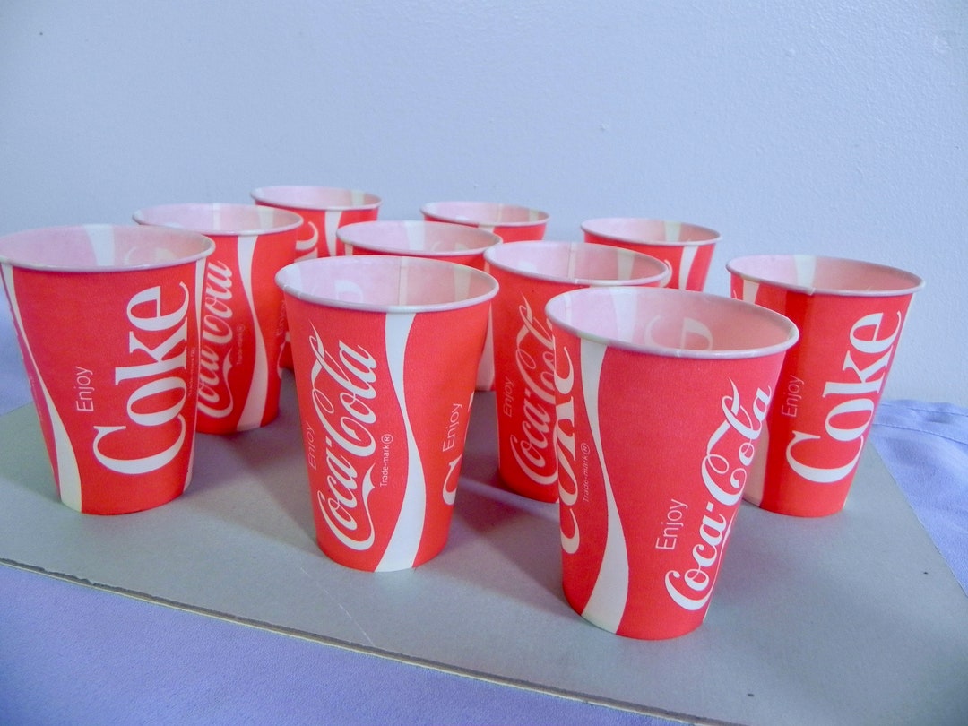 Vintage Coke Paper Cups 10 Cocacola Wax Paper Drivein Cups Etsy
