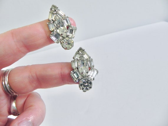 Vintage WEISS Diamonte Earrings Big Sparkling Sto… - image 3