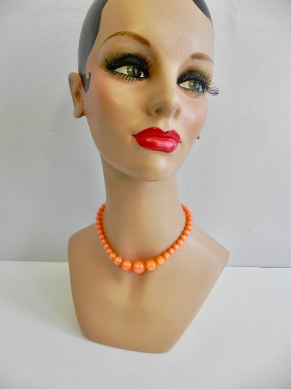 Vintage 50s Orange Bead Necklace  Moon Glow - image 1