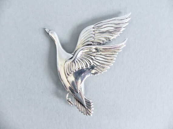 Vintage Coro Sterling Bird Brooch , Huge 40s Stem… - image 7