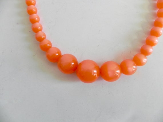 Vintage 50s Orange Bead Necklace  Moon Glow - image 6