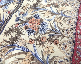 Vintage Oscar de la Renta Scarf - Pure Silk Botanical Print Scarf in Autumn Colours