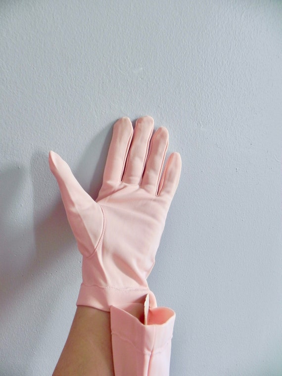 Vintage 50s Pink Gloves, Dead Stock Wrist Length … - image 6