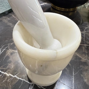 Handcrafted White Marble Mortar Pestle Natural Spice Grinder Rustic Kitchen Decor Functional Stoneware Gift