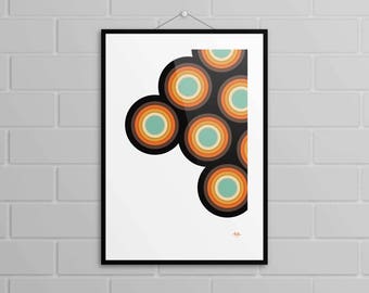 Wall Art: Retrograde, Poster, Retro, Circles, Brown, Orange, Home Decor