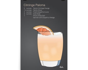 Wall Art: Cocktails, Citronage Paloma, Adult Beverages, Bartender, Drinks, Recipes, Illustration