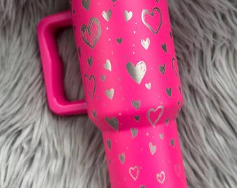 40oz Falling Hearts Valentines Theme Engraved Tumbler