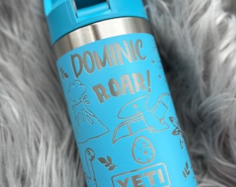 12oz Yeti Dinosaur Engraved Kids Flip Top Water Bottle