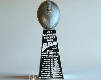 Custom Engraved Silver Football Trophy | 15" Lombardi-Style Resin Award | Fantasy Football League
