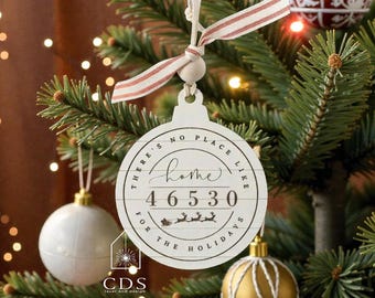 No Place Like Home Zip Code Rustic Christmas Ornament