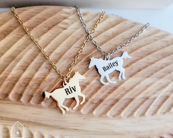 Custom Name Personalized Horse Necklace | Gift for Horse Girl | Horses | Farm