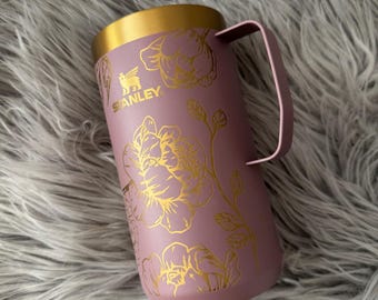 Peony Blooms Engraved 24oz Camp Mug