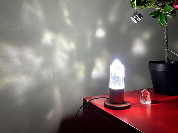 Clear Quartz Crystal Lamp with Copper Base: Healing Energy LED Night Light