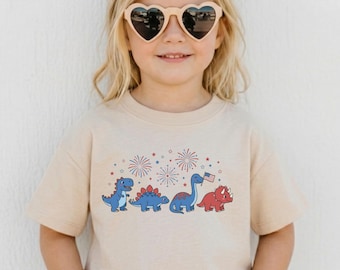 Cute Dinosaur American Shirt, 4th of July Kids Shirt ,Dino Shirt