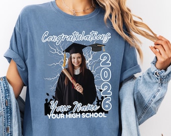 Custom Photo Senior 2026 Custom Name Shirt Class Of 2026 Graduation T-Shirt, Personalized Senior Shirt, High School Shirt