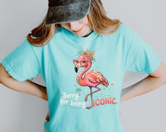 Sorry For Being So Iconic Shirt, Flamingo Boxy Tee, Sassy Graphic T-shirt, Y2K Aesthetic Top, Trendy Oversized Shirt, Summer Boxy Tee