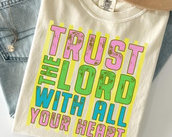Trust In The Lord Shirt Stripes Summer Tee, Religious Shirt, Faith Shirt, Christian Gift, Gift For Christian, Sunday Church Jesus Stripe Tee